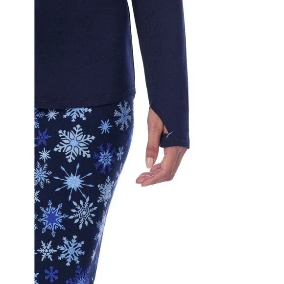 ClimateRight by Cuddl Duds 2pc Women's S Knit Base Layer Top Legging Set Blue - Picture 7 of 12